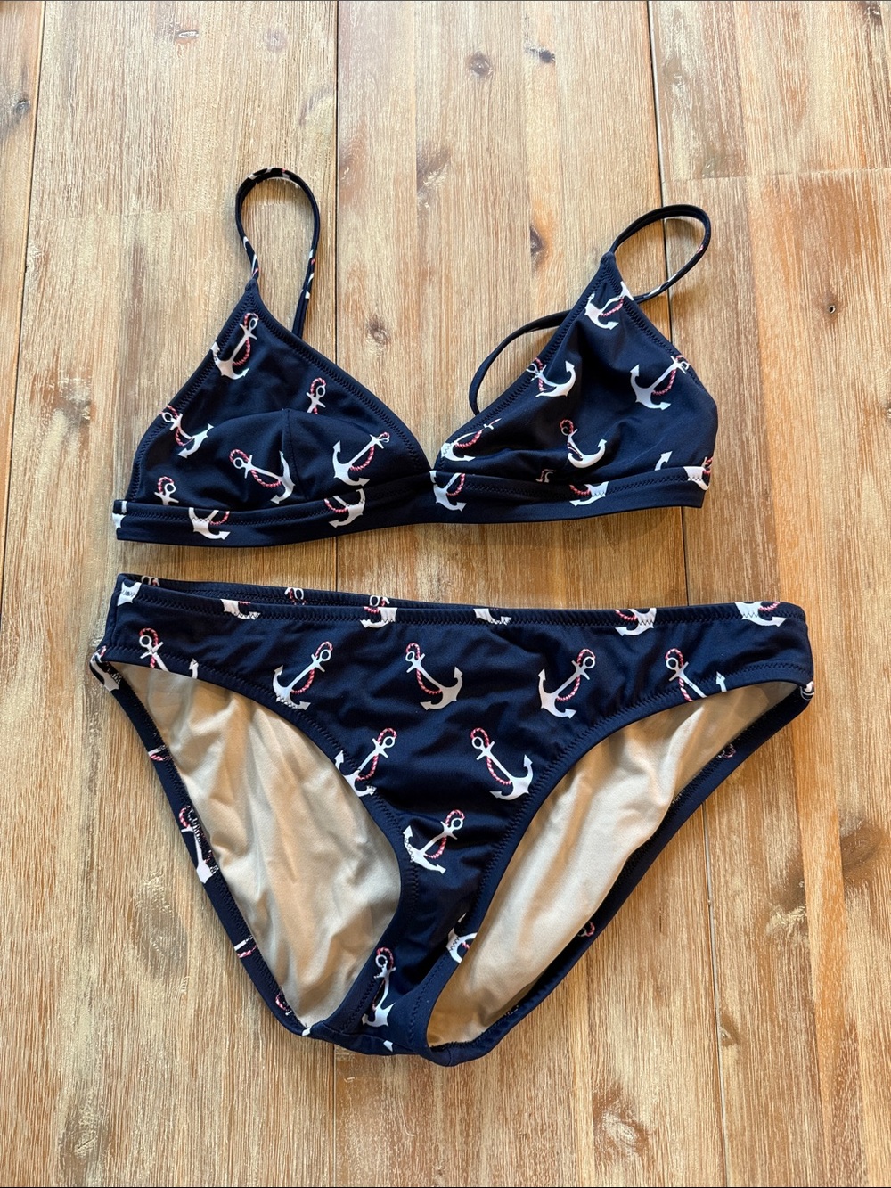 J. Crew Navy Anchor Print Bikini Set